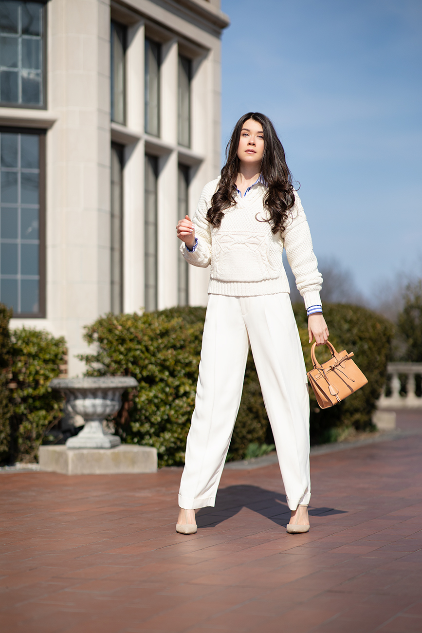 twenty fourth birthday and lessons I've learned liv for luxury liv micheli wearing Ralph Lauren pants, Ralph Lauren heels, Ralph Lauren sweater, and Ralph Lauren shirt